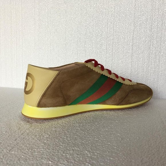 Gucci Man Sneakers Suede Leather Web Brown DM57 - Picture 5 of 12